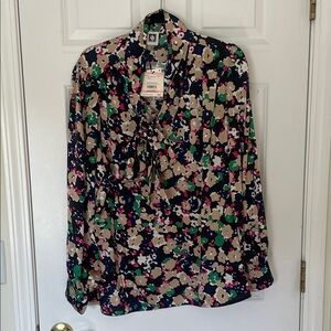 Anne Klein Floral Shirt with bow - NWT 2X